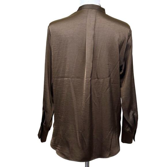 Banana Republic brown satiny tunic, medium petite, NWT, classic, sophisticated - Picture 3 of 7